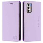 For Motorola Moto G Stylus 4G 2022 RC01 Dual-Folded Magnetic Suction RFID Leather Phone Case(Light Purple) - 2