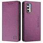 For Motorola Moto G Stylus 4G 2022 RC01 Dual-Folded Magnetic Suction RFID Leather Phone Case(Violet) - 2