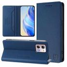 For Motorola Moto G Stylus 4G 2023 RC01 Dual-Folded Magnetic Suction RFID Leather Phone Case(Dark Blue) - 1