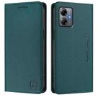 For Motorola Moto G14 / G54 Brazil / EU RC01 Dual-Folded Magnetic Suction RFID Leather Phone Case(Dark Green) - 2