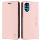 For Motorola Moto G22 / E32 / E32s RC01 Dual-Folded Magnetic Suction RFID Leather Phone Case(Pink) - 2