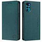 For Motorola Moto G22 / E32 / E32s RC01 Dual-Folded Magnetic Suction RFID Leather Phone Case(Dark Green) - 2