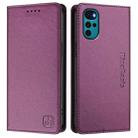 For Motorola Moto G22 / E32 / E32s RC01 Dual-Folded Magnetic Suction RFID Leather Phone Case(Violet) - 2