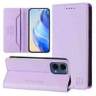 For Motorola Moto G24 Power India RC01 Dual-Folded Magnetic Suction RFID Leather Phone Case(Light Purple) - 1