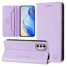 For Motorola Moto G31 / G41 RC01 Dual-Folded Magnetic Suction RFID Leather Phone Case(Light Purple) - 1