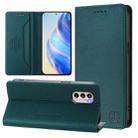 For Motorola Moto G31 / G41 RC01 Dual-Folded Magnetic Suction RFID Leather Phone Case(Dark Green) - 1