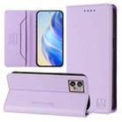 For Motorola Moto G32 RC01 Dual-Folded Magnetic Suction RFID Leather Phone Case(Light Purple) - 1