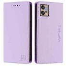 For Motorola Moto G32 RC01 Dual-Folded Magnetic Suction RFID Leather Phone Case(Light Purple) - 2