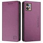 For Motorola Moto G32 RC01 Dual-Folded Magnetic Suction RFID Leather Phone Case(Violet) - 2