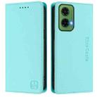 For Motorola Moto G35 RC01 Dual-Folded Magnetic Suction RFID Leather Phone Case(Mint Green) - 2