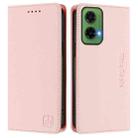 For Motorola Moto G35 RC01 Dual-Folded Magnetic Suction RFID Leather Phone Case(Pink) - 2