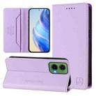 For Motorola Moto G35 RC01 Dual-Folded Magnetic Suction RFID Leather Phone Case(Light Purple) - 1