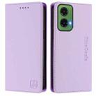 For Motorola Moto G35 RC01 Dual-Folded Magnetic Suction RFID Leather Phone Case(Light Purple) - 2