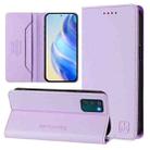 For Motorola Moto G42 RC01 Dual-Folded Magnetic Suction RFID Leather Phone Case(Light Purple) - 1