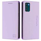 For Motorola Moto G42 RC01 Dual-Folded Magnetic Suction RFID Leather Phone Case(Light Purple) - 2