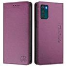 For Motorola Moto G42 RC01 Dual-Folded Magnetic Suction RFID Leather Phone Case(Violet) - 2