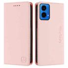 For Motorola Moto G45 5G / G34 5G RC01 Dual-Folded Magnetic Suction RFID Leather Phone Case(Pink) - 2