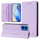 For Motorola Moto G45 5G / G34 5G RC01 Dual-Folded Magnetic Suction RFID Leather Phone Case(Light Purple) - 1