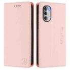 For Motorola Moto G51 5G RC01 Dual-Folded Magnetic Suction RFID Leather Phone Case(Pink) - 2