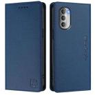 For Motorola Moto G51 5G RC01 Dual-Folded Magnetic Suction RFID Leather Phone Case(Dark Blue) - 2