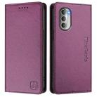 For Motorola Moto G51 5G RC01 Dual-Folded Magnetic Suction RFID Leather Phone Case(Violet) - 2