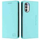For Motorola Moto G52 4G / G82 5G / G71s 5G RC01 Dual-Folded Magnetic Suction RFID Leather Phone Case(Mint Green) - 2