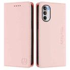 For Motorola Moto G52 4G / G82 5G / G71s 5G RC01 Dual-Folded Magnetic Suction RFID Leather Phone Case(Pink) - 2