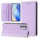 For Motorola Moto G52 4G / G82 5G / G71s 5G RC01 Dual-Folded Magnetic Suction RFID Leather Phone Case(Light Purple) - 1