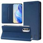 For Motorola Moto G52 4G / G82 5G / G71s 5G RC01 Dual-Folded Magnetic Suction RFID Leather Phone Case(Dark Blue) - 1