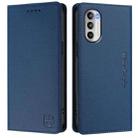For Motorola Moto G52 4G / G82 5G / G71s 5G RC01 Dual-Folded Magnetic Suction RFID Leather Phone Case(Dark Blue) - 2