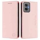 For Motorola Moto G55 RC01 Dual-Folded Magnetic Suction RFID Leather Phone Case(Pink) - 2