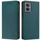 For Motorola Moto G55 RC01 Dual-Folded Magnetic Suction RFID Leather Phone Case(Dark Green) - 2