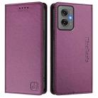 For Motorola Moto G55 RC01 Dual-Folded Magnetic Suction RFID Leather Phone Case(Violet) - 2
