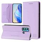 For Motorola Moto G60 / G40 Fusion RC01 Dual-Folded Magnetic Suction RFID Leather Phone Case(Light Purple) - 1