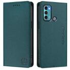 For Motorola Moto G60 / G40 Fusion RC01 Dual-Folded Magnetic Suction RFID Leather Phone Case(Dark Green) - 2