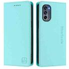 For Motorola Moto G62 5G / Moto G62 India RC01 Dual-Folded Magnetic Suction RFID Leather Phone Case(Mint Green) - 2