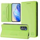 For Motorola Moto G62 5G / Moto G62 India RC01 Dual-Folded Magnetic Suction RFID Leather Phone Case(Grass Green) - 1