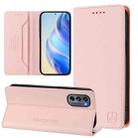 For Motorola Moto G62 5G / Moto G62 India RC01 Dual-Folded Magnetic Suction RFID Leather Phone Case(Pink) - 1