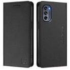 For Motorola Moto G62 5G / Moto G62 India RC01 Dual-Folded Magnetic Suction RFID Leather Phone Case(Black) - 2