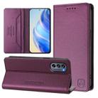 For Motorola Moto G62 5G / Moto G62 India RC01 Dual-Folded Magnetic Suction RFID Leather Phone Case(Violet) - 1
