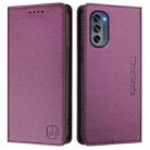 For Motorola Moto G62 5G / Moto G62 India RC01 Dual-Folded Magnetic Suction RFID Leather Phone Case(Violet) - 2