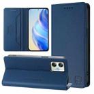 For Motorola Moto G64 5G / G54 / G54 Power RC01 Dual-Folded Magnetic Suction RFID Leather Phone Case(Dark Blue) - 1