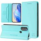 For Motorola Moto G71 5G RC01 Dual-Folded Magnetic Suction RFID Leather Phone Case(Mint Green) - 1