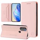 For Motorola Moto G71 5G RC01 Dual-Folded Magnetic Suction RFID Leather Phone Case(Pink) - 1