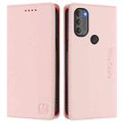 For Motorola Moto G71 5G RC01 Dual-Folded Magnetic Suction RFID Leather Phone Case(Pink) - 2