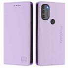 For Motorola Moto G71 5G RC01 Dual-Folded Magnetic Suction RFID Leather Phone Case(Light Purple) - 2