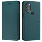 For Motorola Moto G71 5G RC01 Dual-Folded Magnetic Suction RFID Leather Phone Case(Dark Green) - 2