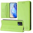 For Motorola Moto G72 RC01 Dual-Folded Magnetic Suction RFID Leather Phone Case(Grass Green) - 1