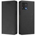 For Motorola Moto G72 RC01 Dual-Folded Magnetic Suction RFID Leather Phone Case(Black) - 2