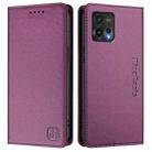 For Motorola Moto G72 RC01 Dual-Folded Magnetic Suction RFID Leather Phone Case(Violet) - 2